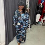 Blue Patchwork MORE Long Hoodie